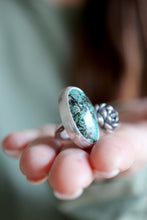 Anell de plata amb Turquesa i Suculenta.