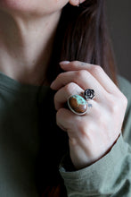 Anell de plata amb Turquesa i Suculenta.