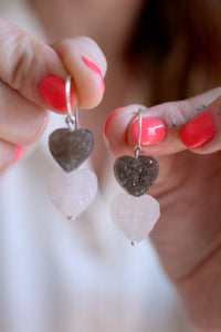 Arracades cors de Quars Cristal·litzat.