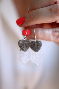 Arracades cors de Quars Cristal·litzat.