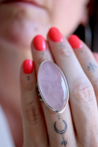 Anell de plata amb Quars Rosa.