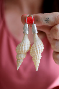 Arracades de plata amb cargoles naturals.