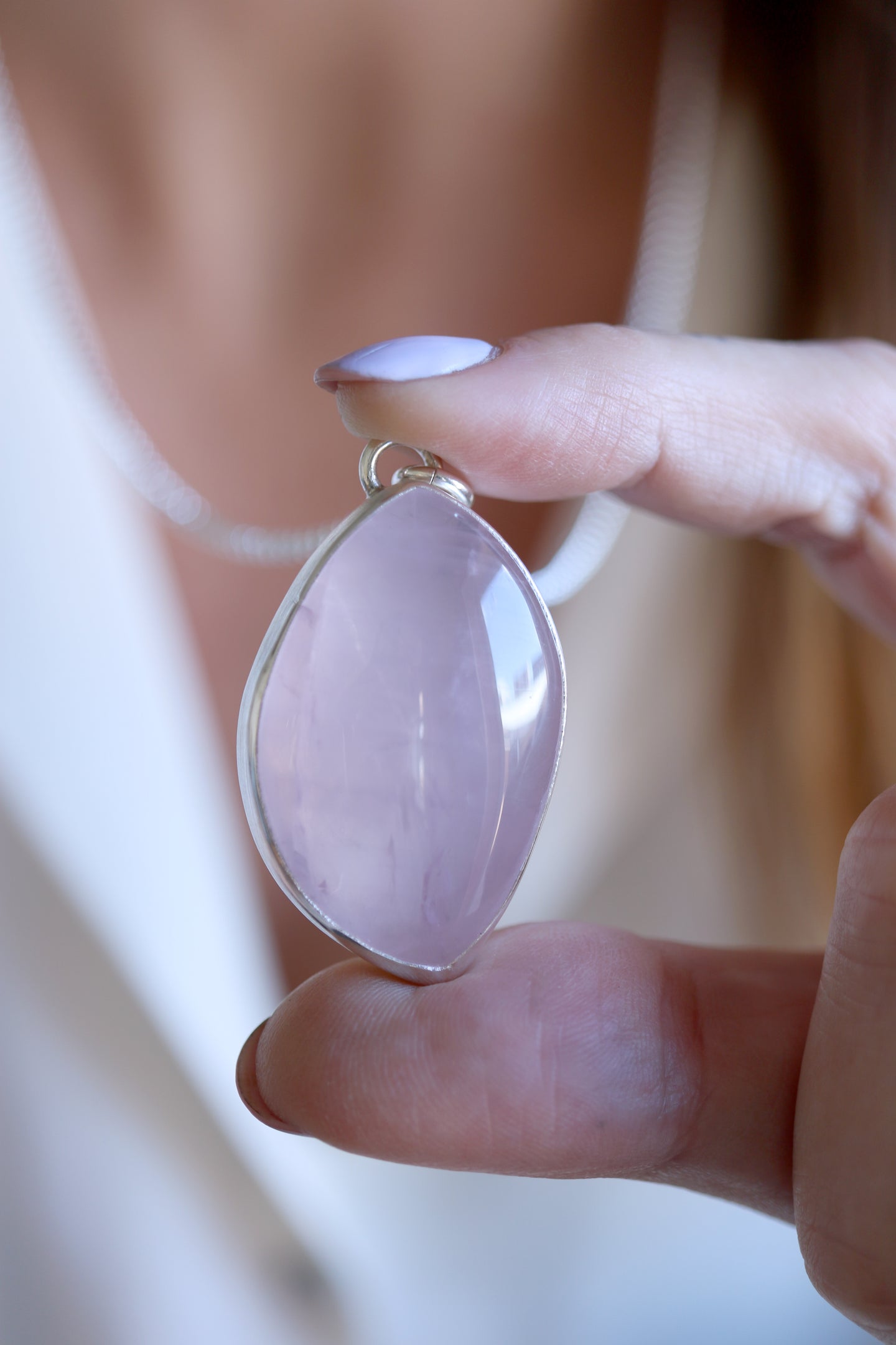 Penjoll de plata amb Quars Rosa.