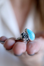 Anell de plata amb Turquesa i Suculenta.