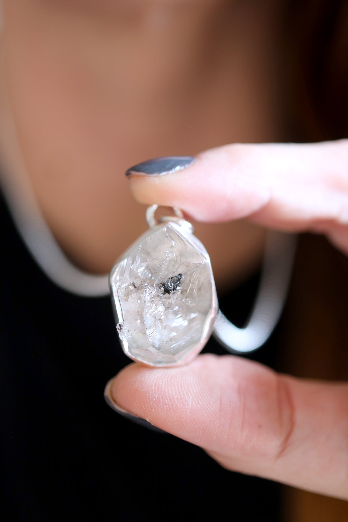 Penjoll de plata amb Diamant Herkimer.