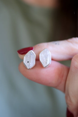 Arracades de plata amb Diamant Herkimer.