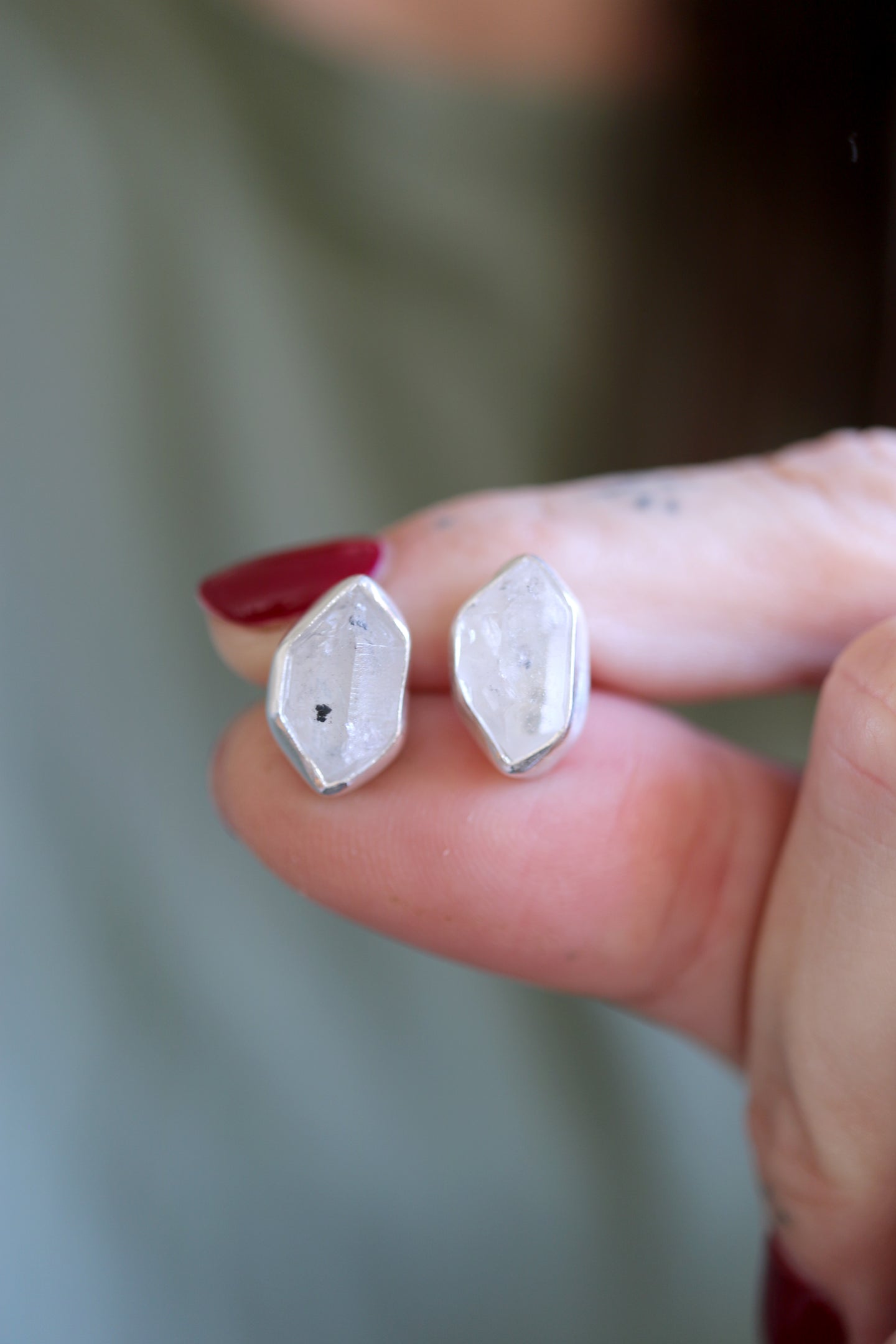 Arracades de plata amb Diamant Herkimer.