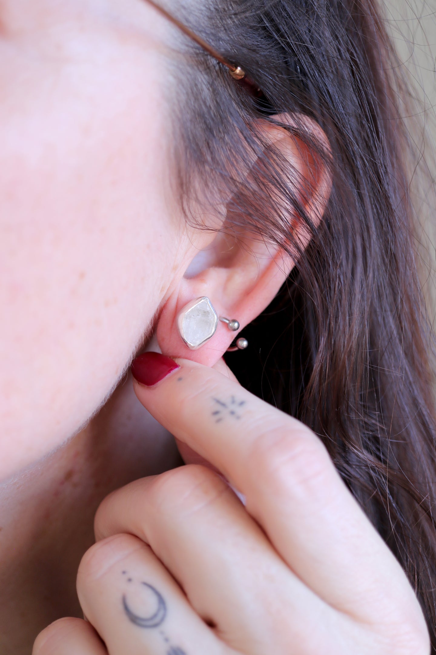 Arracades de plata amb Diamant Herkimer.