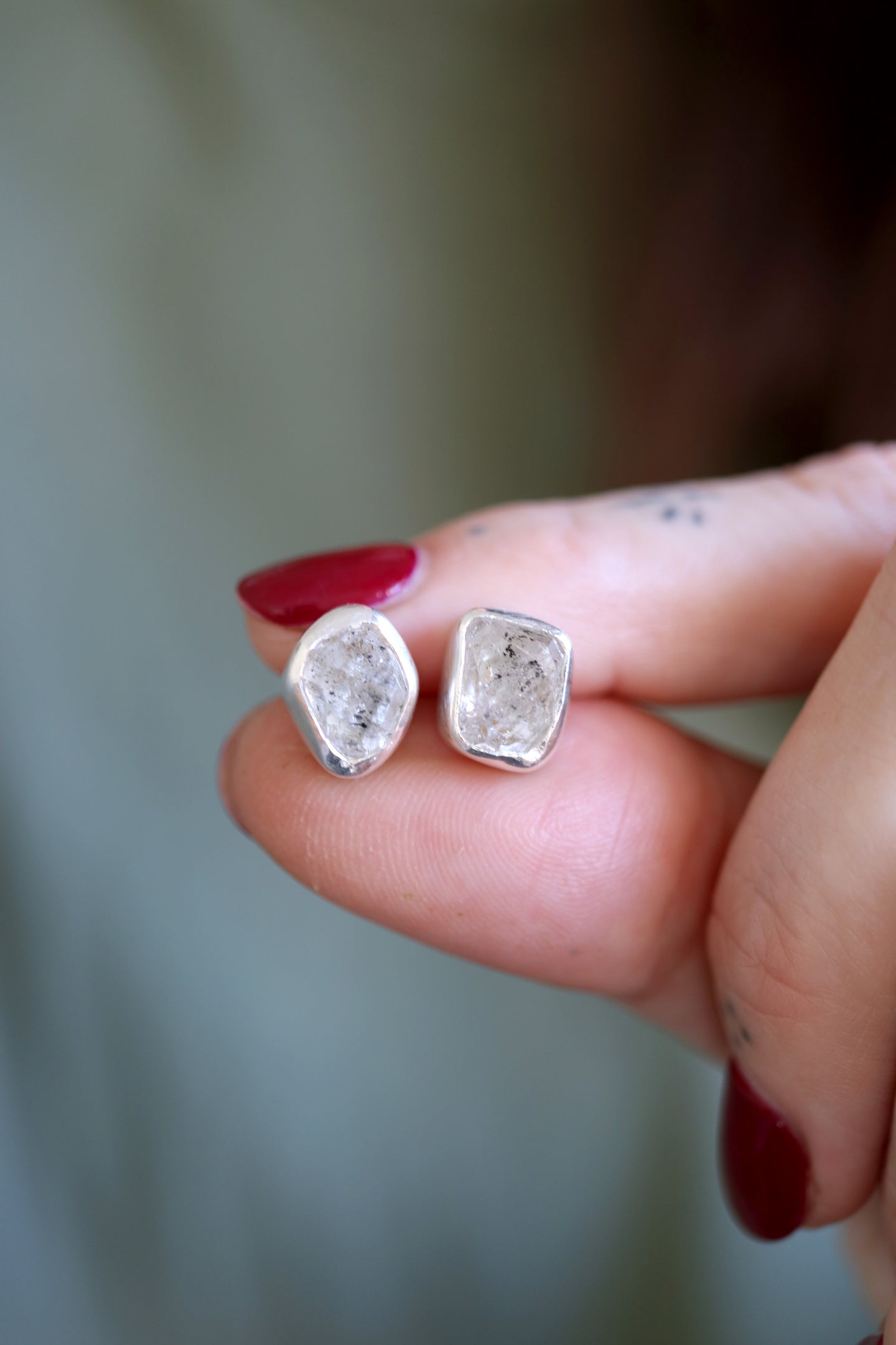 Arracades de plata amb Diamant Herkimer.