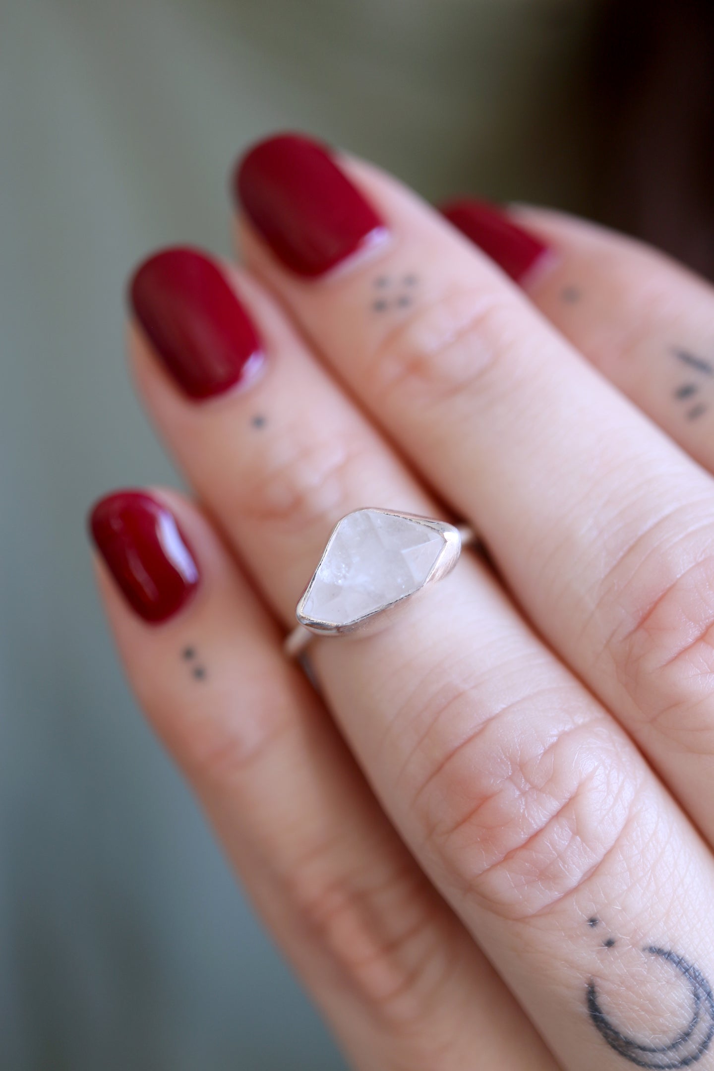 Anell de plata amb Diamant Herkimer. (Talla 10)