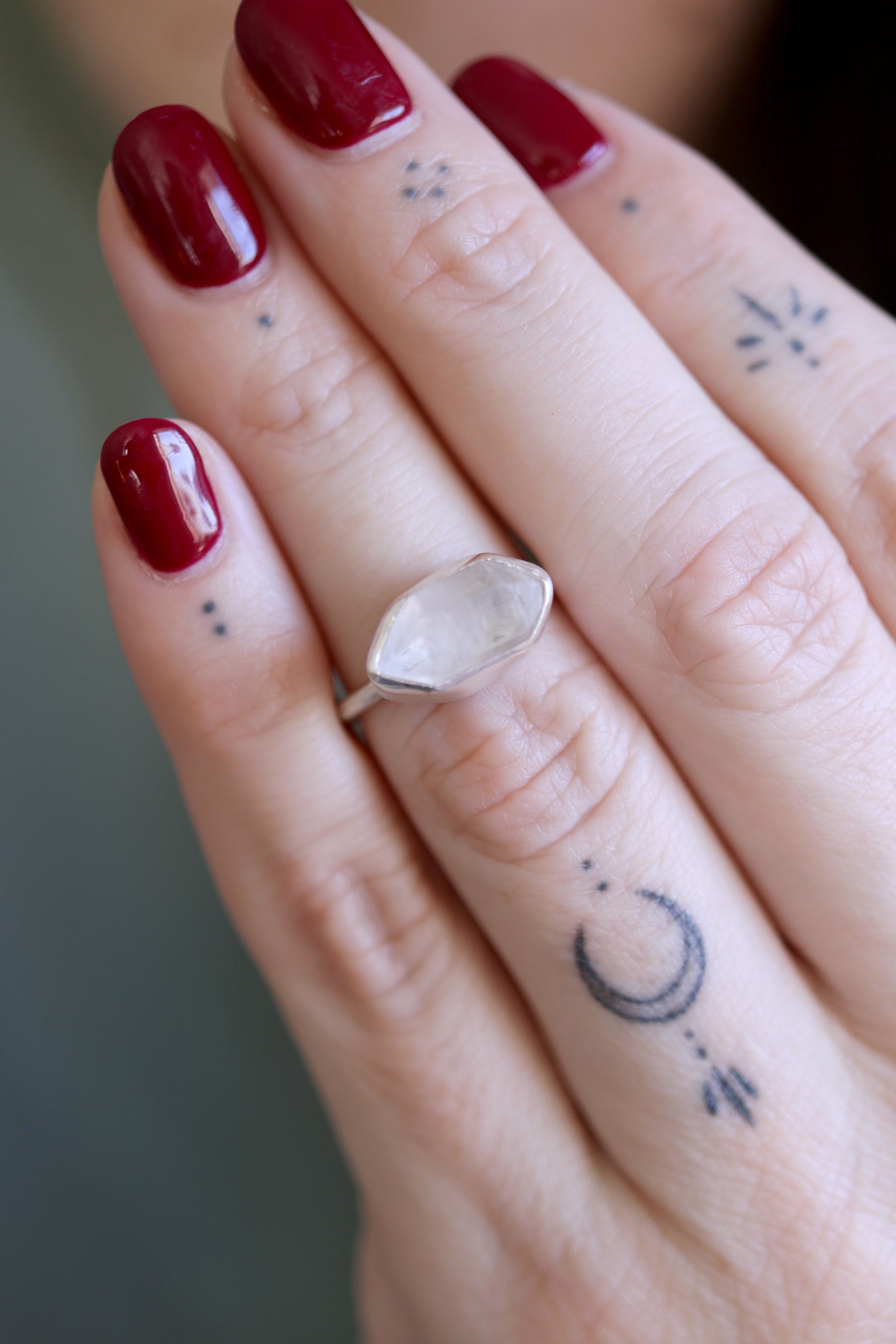 Anell de plata amb Diamant Herkimer. (Talla 14)