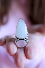 Anell de plata amb Quars Rosa i Pedra Lluna natural.