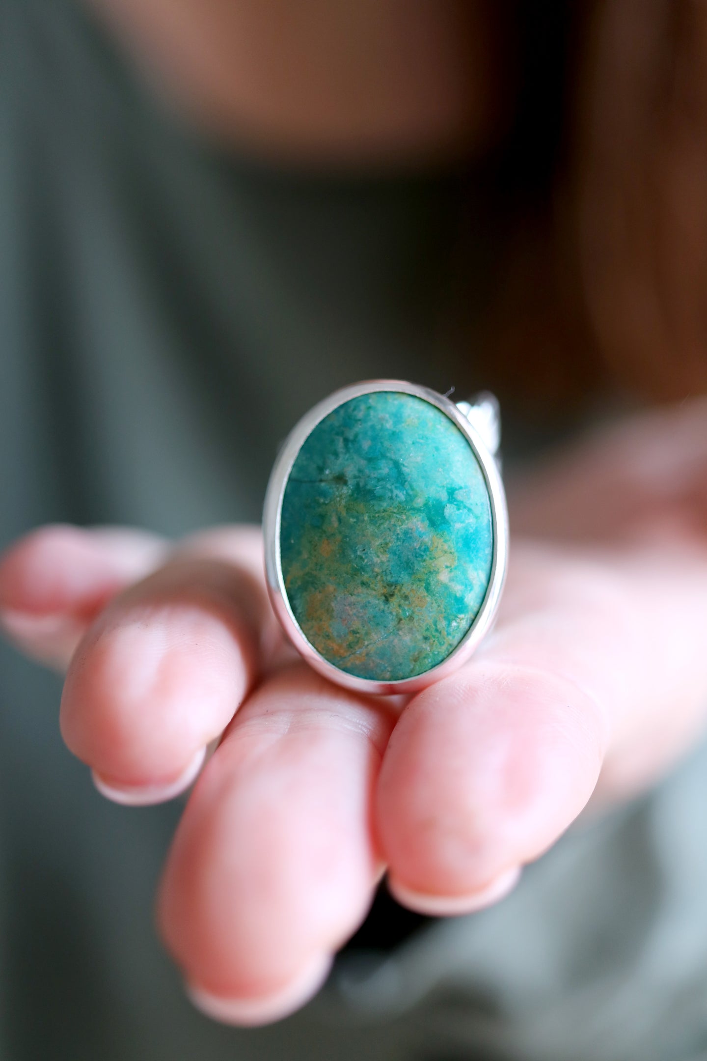 Anell de ploma de plata amb Turquesa natural.