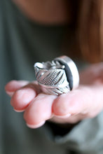 Anell de ploma de plata amb Turquesa natural.