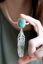 Penjoll de ploma amb Turquesa natural.