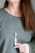 Penjoll de ploma amb Turquesa natural.