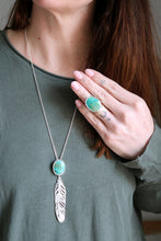 Anell de ploma de plata amb Turquesa natural.