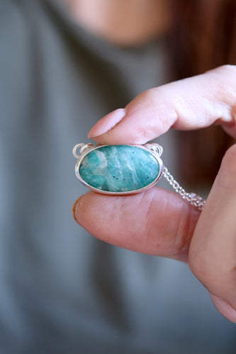 Penjoll de plata amb Amazonita natural.