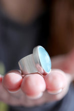 Anell de plata amb Aiguamarina natural.