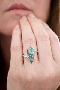 Custom Order . Emerald silver ring.