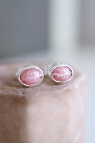 Arracades de plata amb Rodocrosita natural.