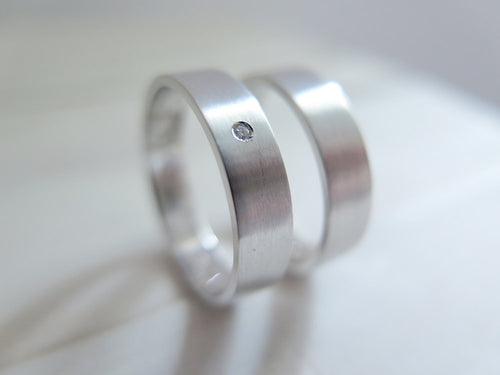 White Gold Wedding Band Set. Made to Order.